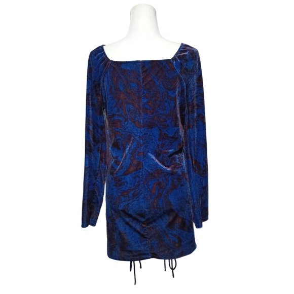 Wild Fable Dress Womens Size XXL Blue Purple Velvet Long Sleeve Ruched Bodycon - Picture 6 of 11